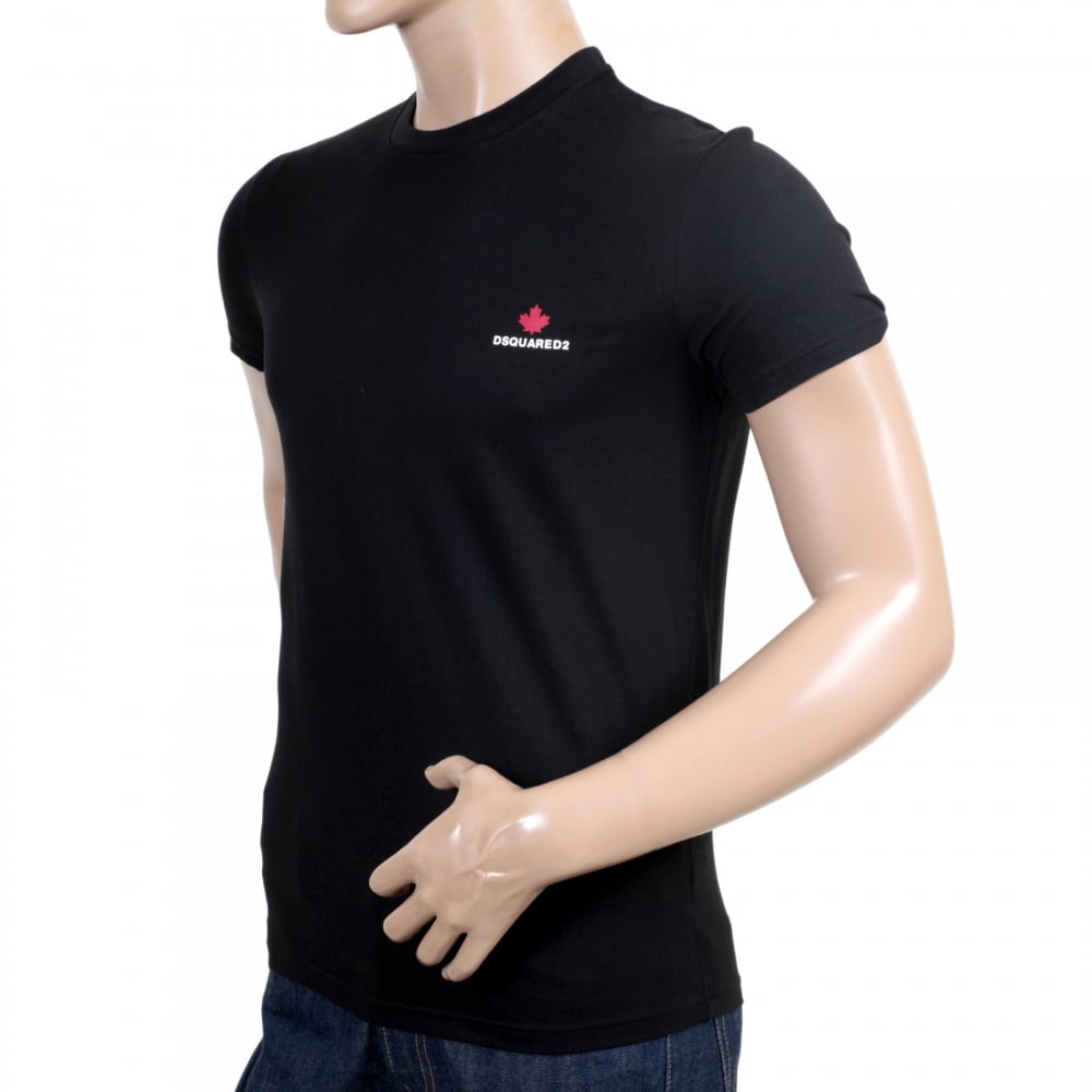 Short Sleeve Regular Fit Cotton Made Crew Neck T-shirt in black with Maple Leaf Chest Logo