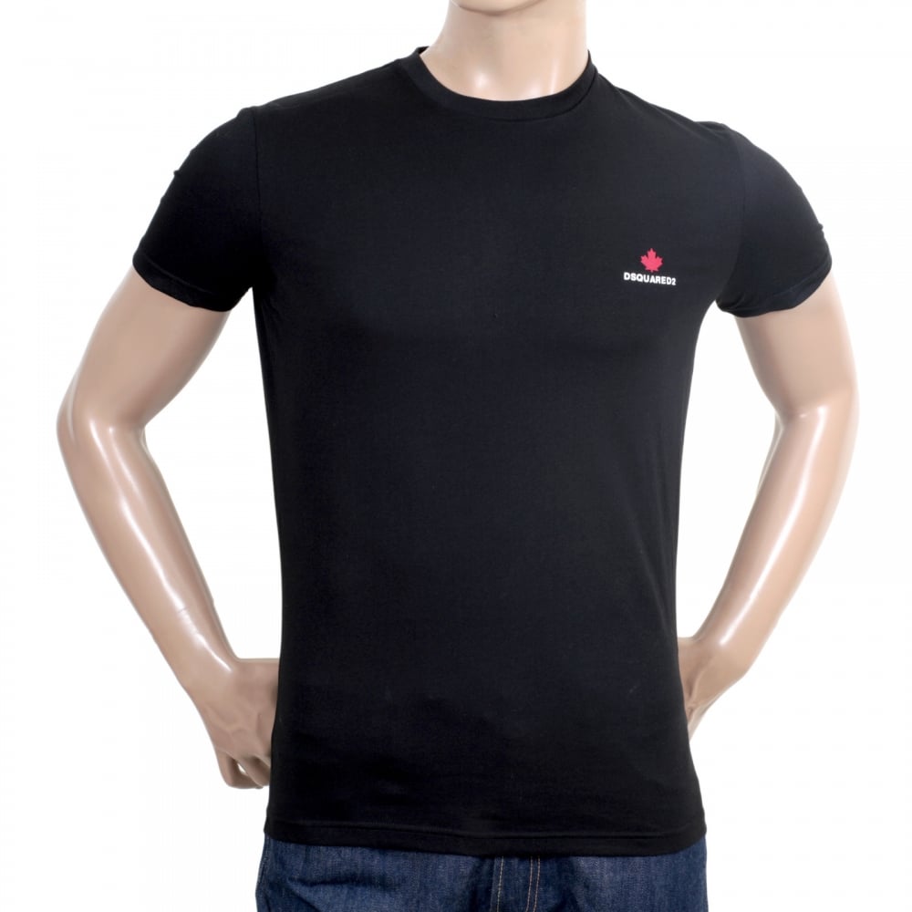 Short Sleeve Regular Fit Cotton Made Crew Neck T-shirt in black with Maple Leaf Chest Logo