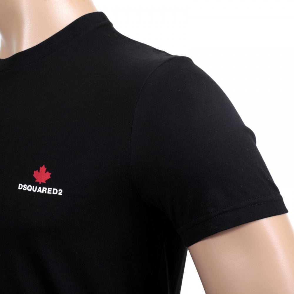 Short Sleeve Regular Fit Cotton Made Crew Neck T-shirt in black with Maple Leaf Chest Logo