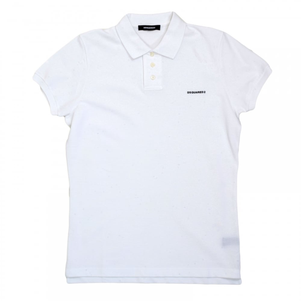 Mens Short Sleeve Regular Fit Cotton Made Three Button Polo Shirt in White with Extra Button Under Collar