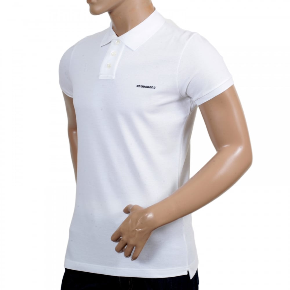 Mens Short Sleeve Regular Fit Cotton Made Three Button Polo Shirt in White with Extra Button Under Collar