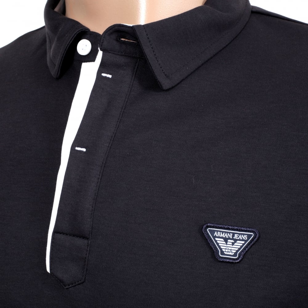 Mens Slimmer Fit Blue Short Sleeve Polo Shirt for Men with Applique Chest Logo, Ribbed Collar and Sleeve Cuffs