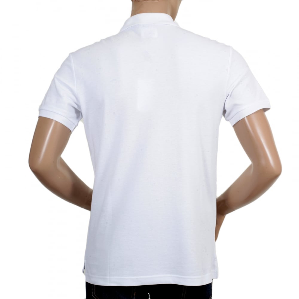 Regular Fit Cotton Pique White Polo Shirt for Men with Three Button Placket, Ribbed Collar and Sleeve Cuffs