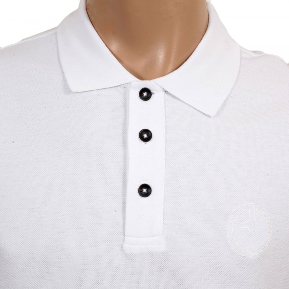 Regular Fit Cotton Pique White Polo Shirt for Men with Three Button Placket, Ribbed Collar and Sleeve Cuffs