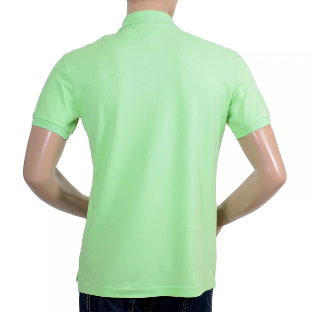 Short Sleeve Regular Fit 3 Button Pique Light Green Polo Shirt for Men with Self Coloured Embroidered Chest Logo