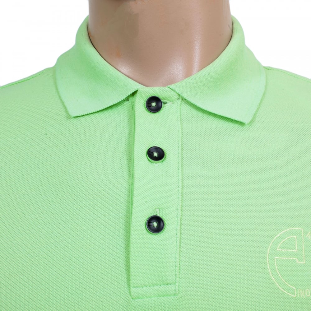 Short Sleeve Regular Fit 3 Button Pique Light Green Polo Shirt for Men with Self Coloured Embroidered Chest Logo