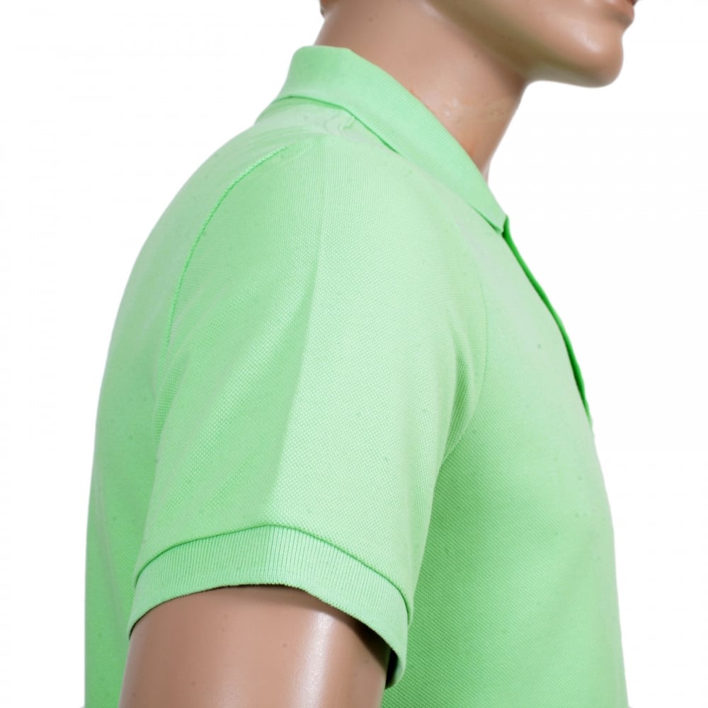 Short Sleeve Regular Fit 3 Button Pique Light Green Polo Shirt for Men with Self Coloured Embroidered Chest Logo