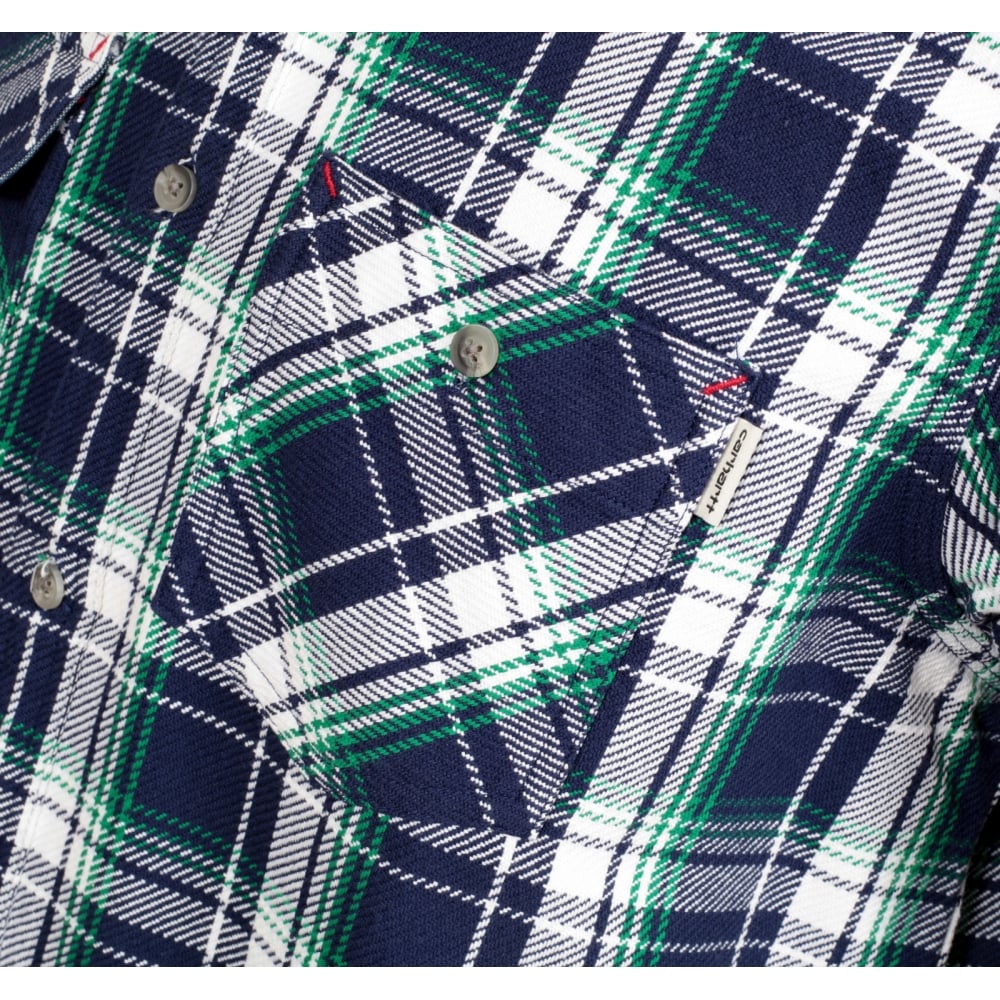 Long Sleeve Labor Blue Reynolds Checked Cotton Shirt with Soft Collar, 2 Chest Pockets and Pearlised Buttons