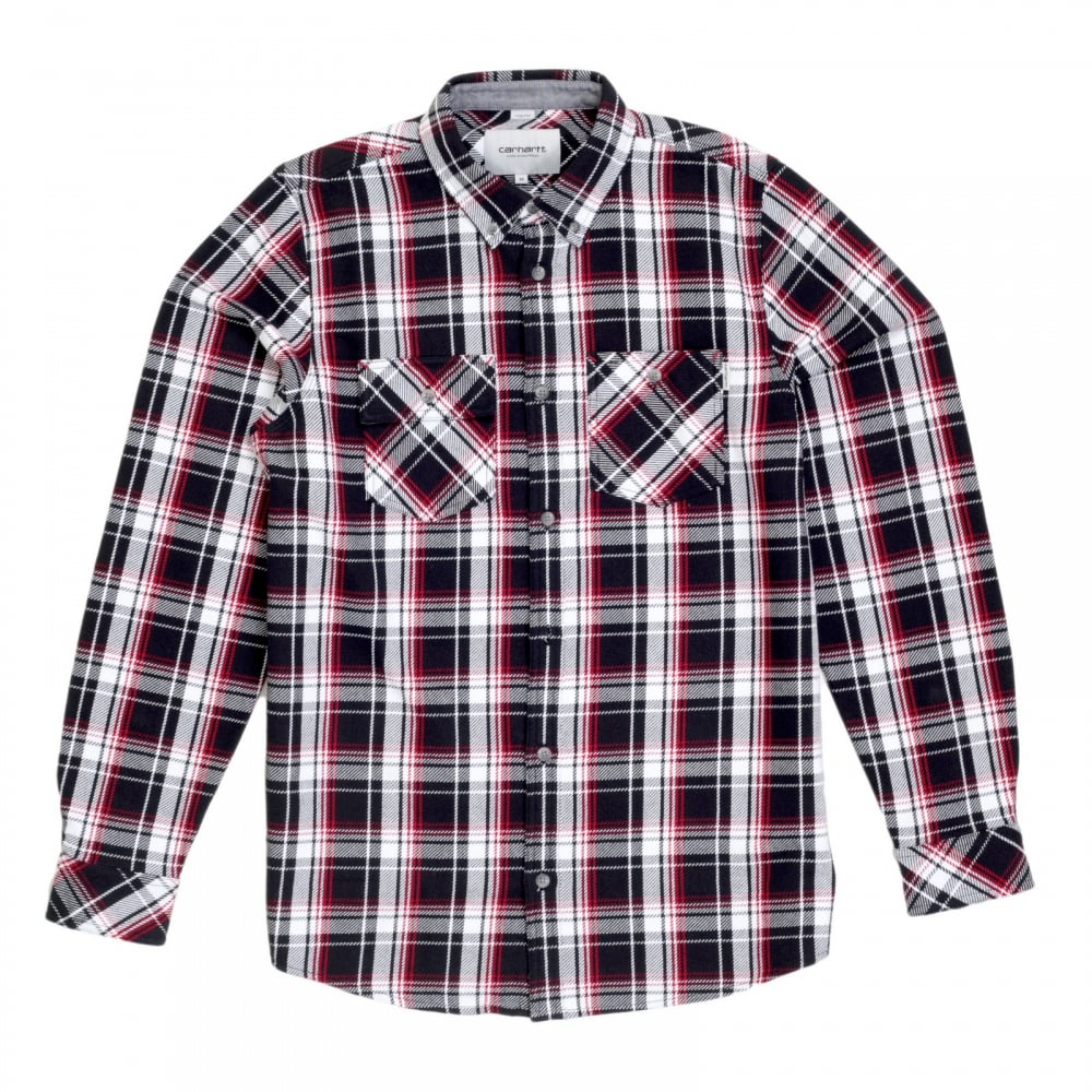 Mens Regular Fit Long Sleeve Cotton Shirt with Black Reynolds Check, 2 Chest Pockets and Soft Collar