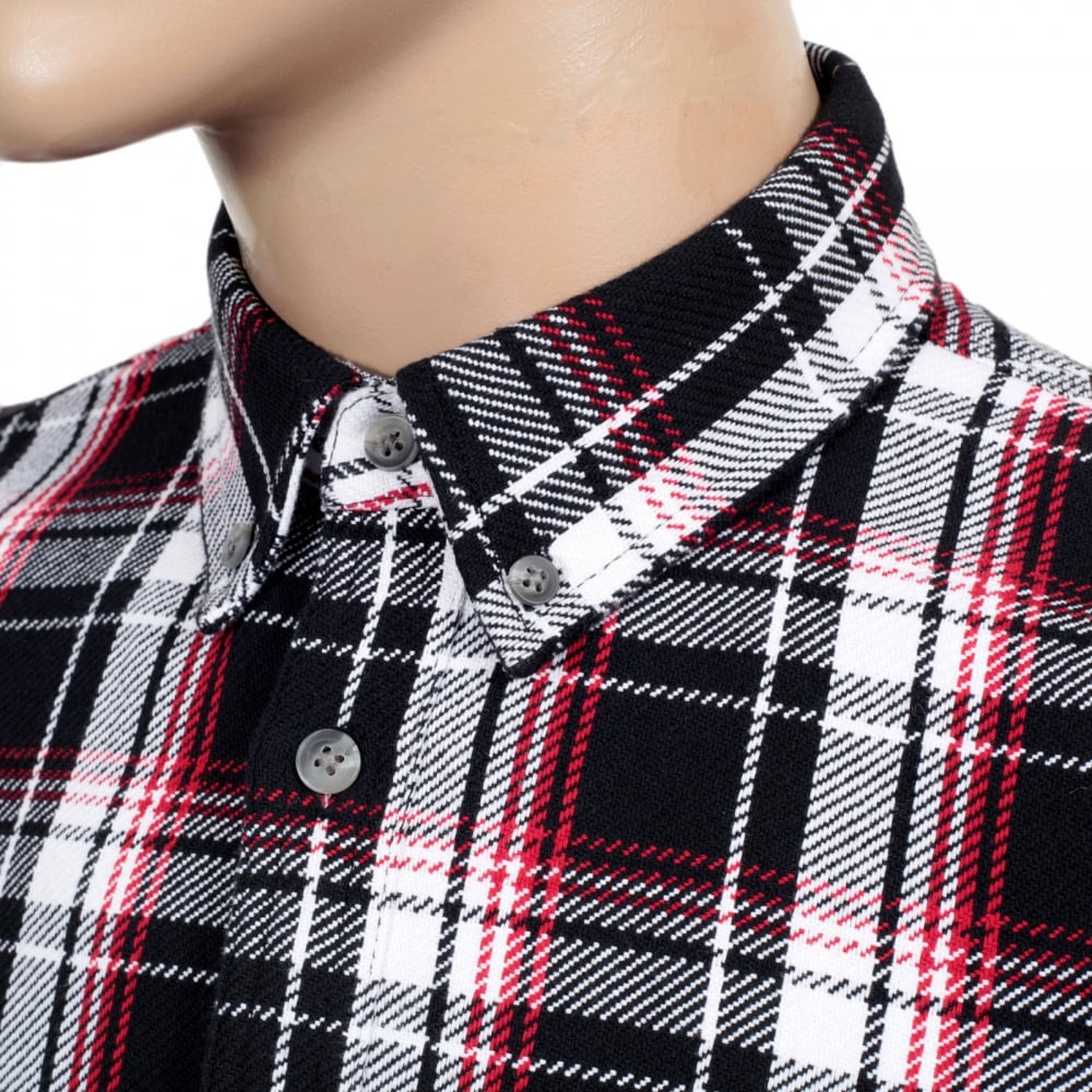 Mens Regular Fit Long Sleeve Cotton Shirt with Black Reynolds Check, 2 Chest Pockets and Soft Collar