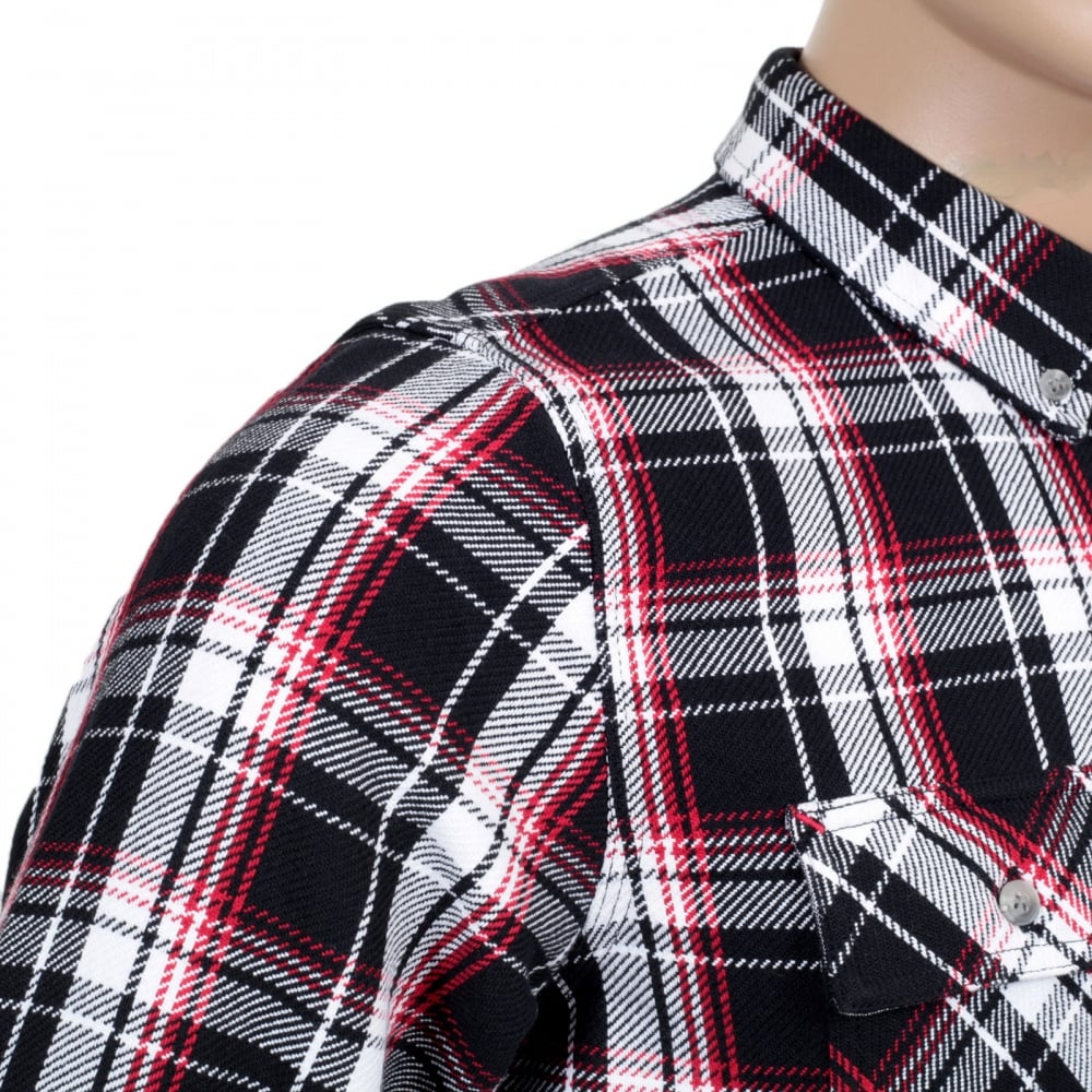 Mens Regular Fit Long Sleeve Cotton Shirt with Black Reynolds Check, 2 Chest Pockets and Soft Collar