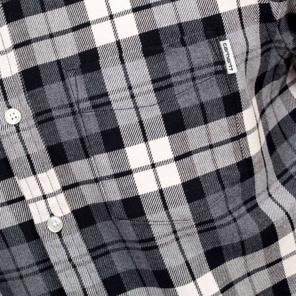 Mens Regular Fit Baker Check Long Sleeve Shirt in Heather Grey with Button Down Collar and Single Chest Pocket