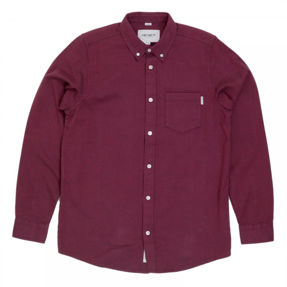 Long Sleeve Pearlised Buttons Equipped Regular Fit Solid Cranberry Coloured Cotton Dalton Shirt for Men