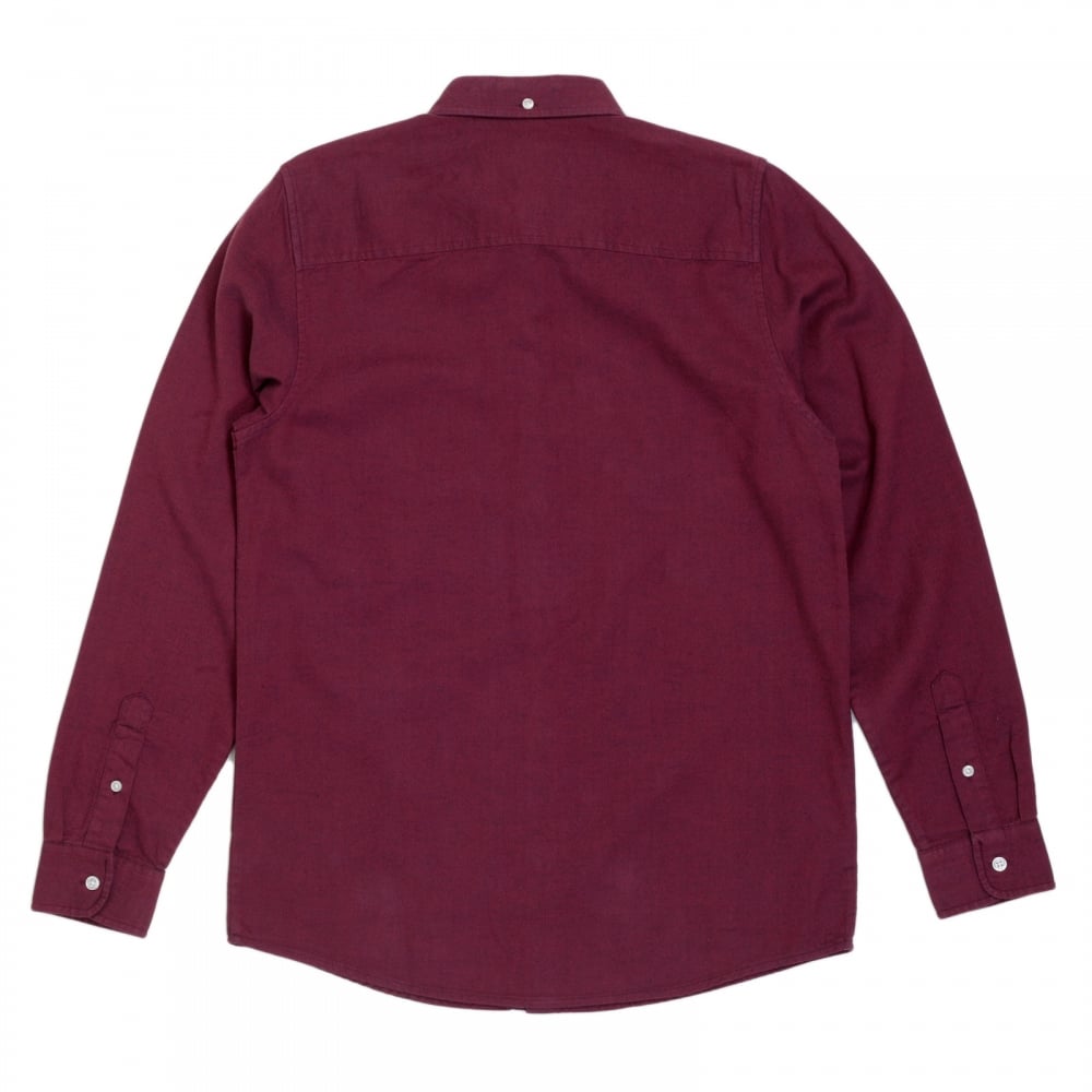Long Sleeve Pearlised Buttons Equipped Regular Fit Solid Cranberry Coloured Cotton Dalton Shirt for Men