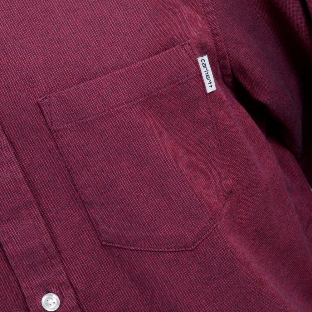 Long Sleeve Pearlised Buttons Equipped Regular Fit Solid Cranberry Coloured Cotton Dalton Shirt for Men