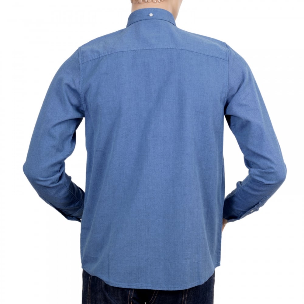 Long Sleeve Regular Fit Sky Blue Solid Cotton Dalton Shirt with Single Chest Pocket and Pearlised Buttons