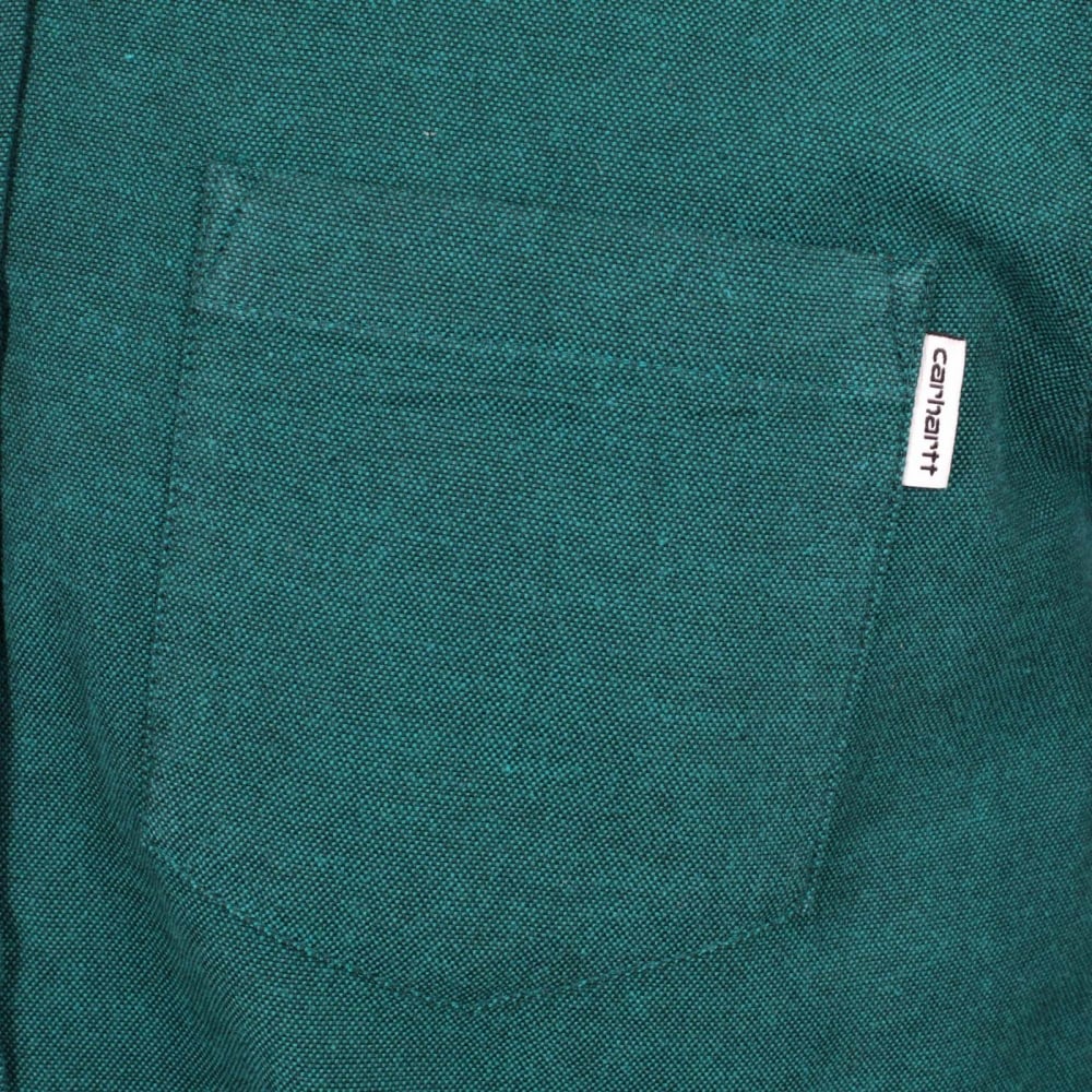 Mens Long Sleeve Solid Parsley Dalton Regular Fit Shirt with Single Chest Pocket and Pearlised Buttons