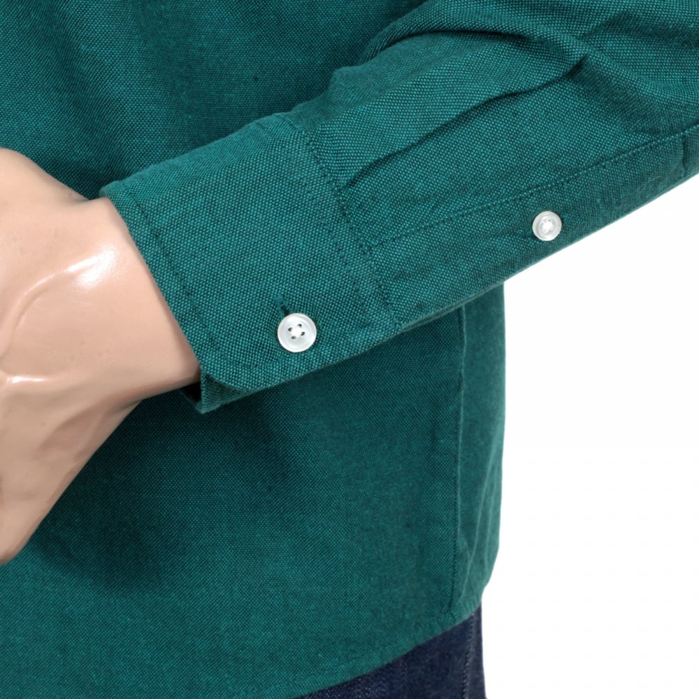 Mens Long Sleeve Solid Parsley Dalton Regular Fit Shirt with Single Chest Pocket and Pearlised Buttons