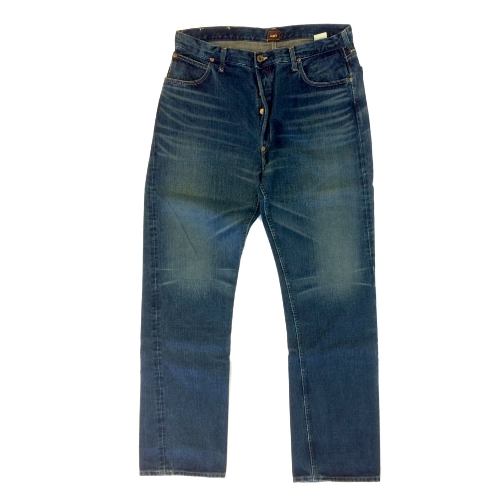 Hard Wash Vintage Cut Dark Blue Selvedge Denim Jeans for Men SC41945H