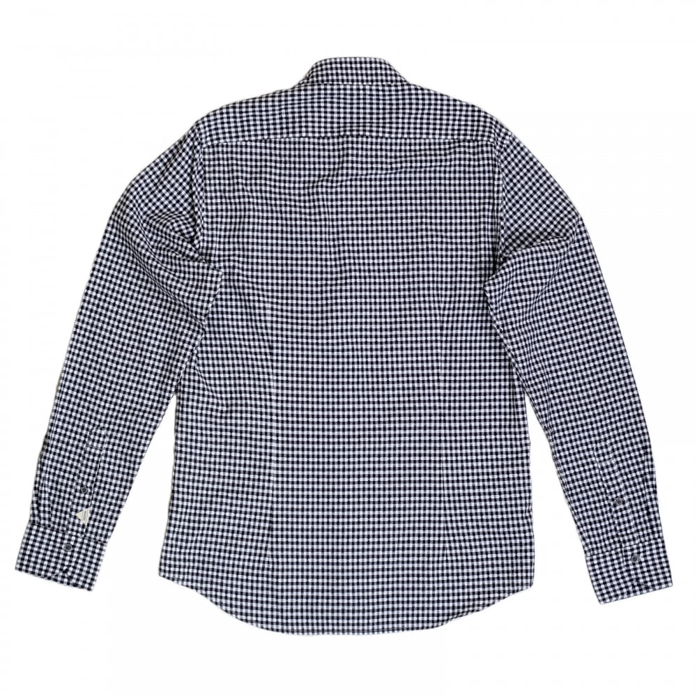 Mens Regular Fit Long Sleeve Black and White Semi Dogtooth Check Shirt for Men by Scotch and Soda