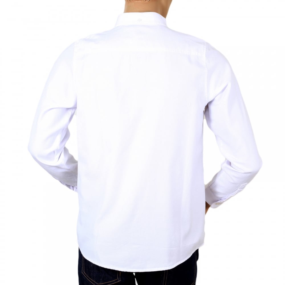 Regular Fit Classic Long Sleeve White Dalton Oxford Flannel Shirt with Soft Button Down Collar by Carhartt