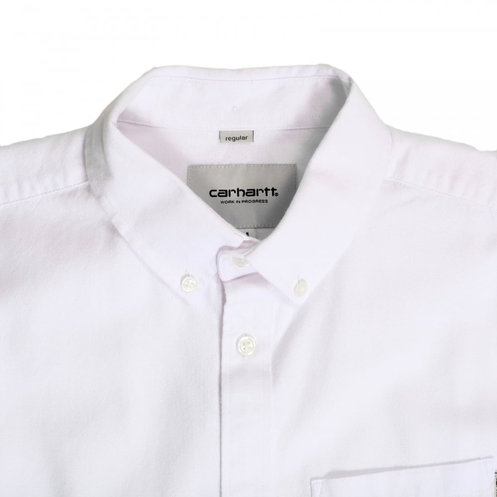 Regular Fit Classic Long Sleeve White Dalton Oxford Flannel Shirt with Soft Button Down Collar by Carhartt