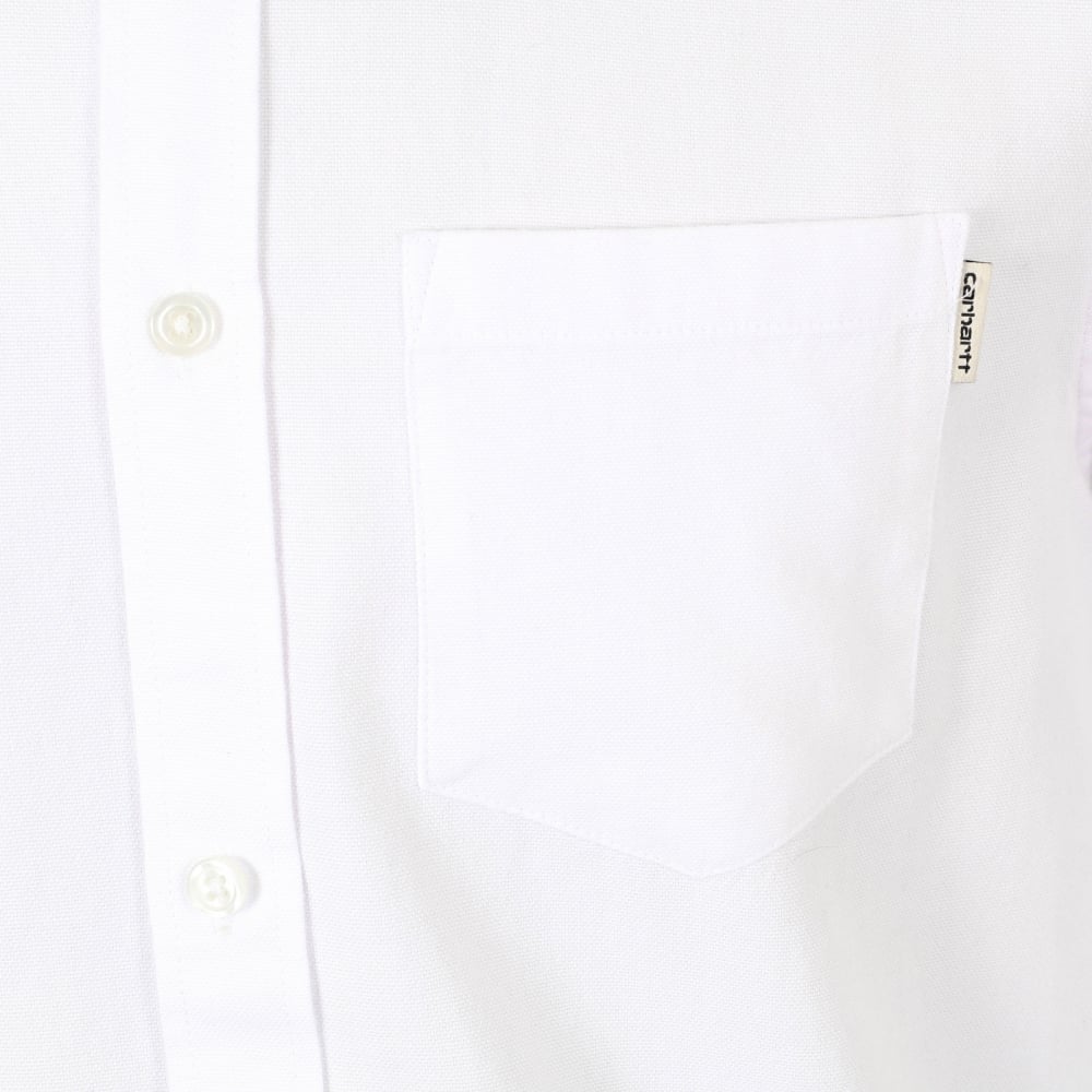 Regular Fit Classic Long Sleeve White Dalton Oxford Flannel Shirt with Soft Button Down Collar by Carhartt