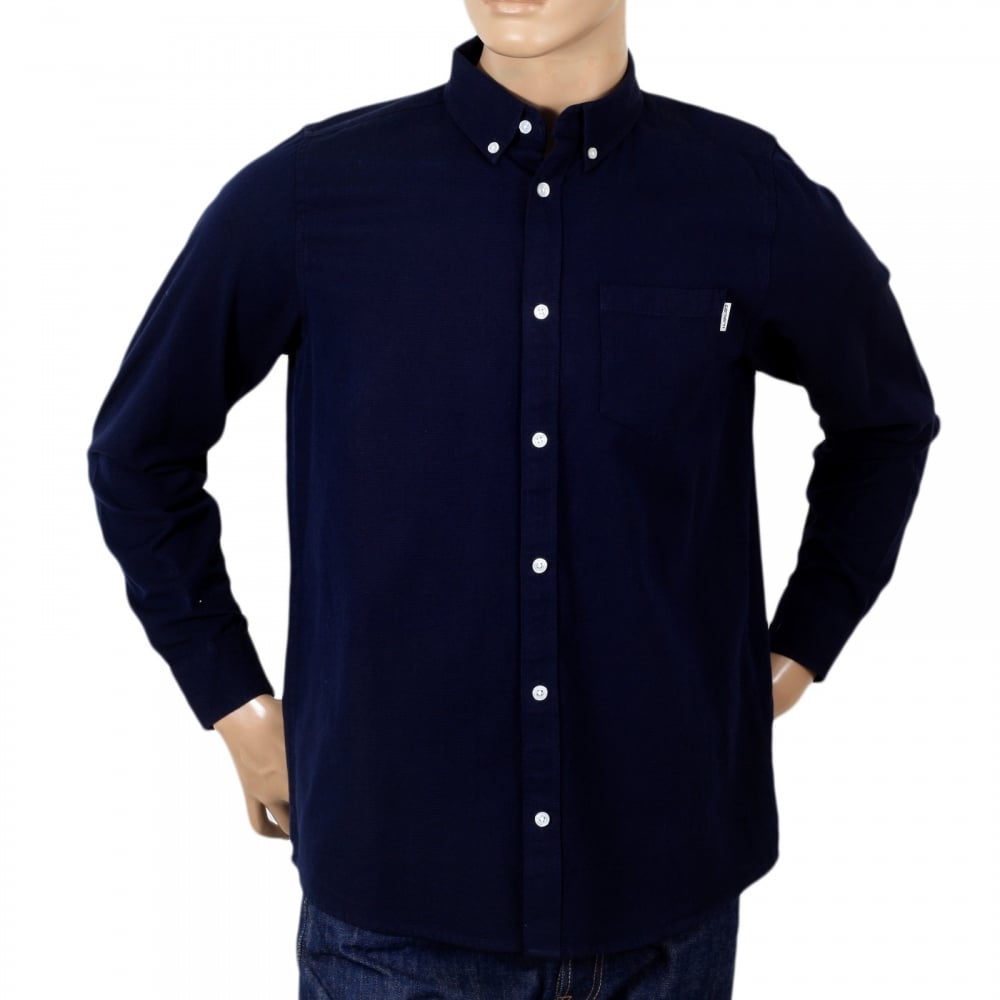 Classic Regular Fit Long Sleeve Blue Black Dalton Oxford Flannel Shirt with Single Chest Pocket by Carhartt
