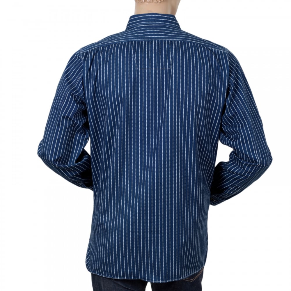 Navy Striped Wabash SC25551A Slim Fit Long Sleeve Work Shirt from Fiction Romance Collection by Sugar Cane