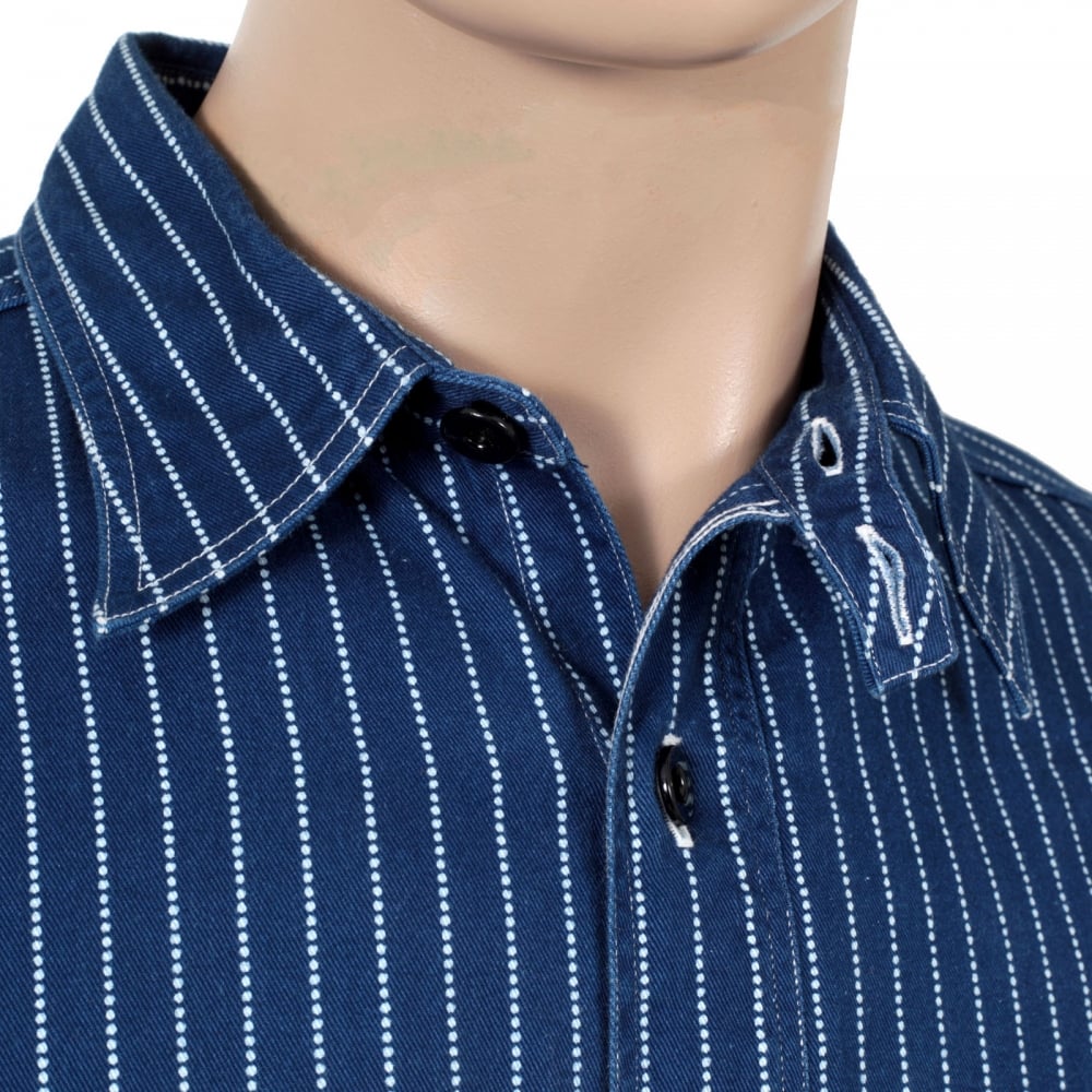 Navy Striped Wabash SC25551A Slim Fit Long Sleeve Work Shirt from Fiction Romance Collection by Sugar Cane