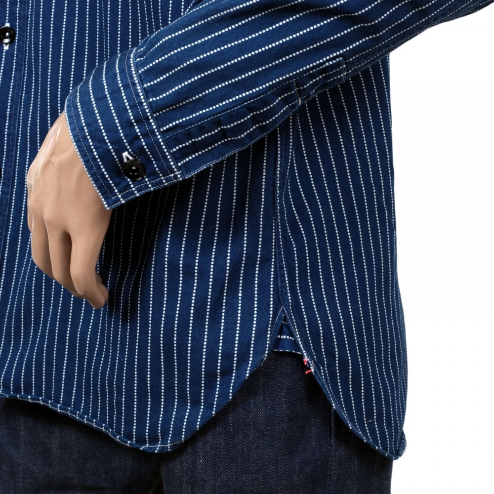 Navy Striped Wabash SC25551A Slim Fit Long Sleeve Work Shirt from Fiction Romance Collection by Sugar Cane