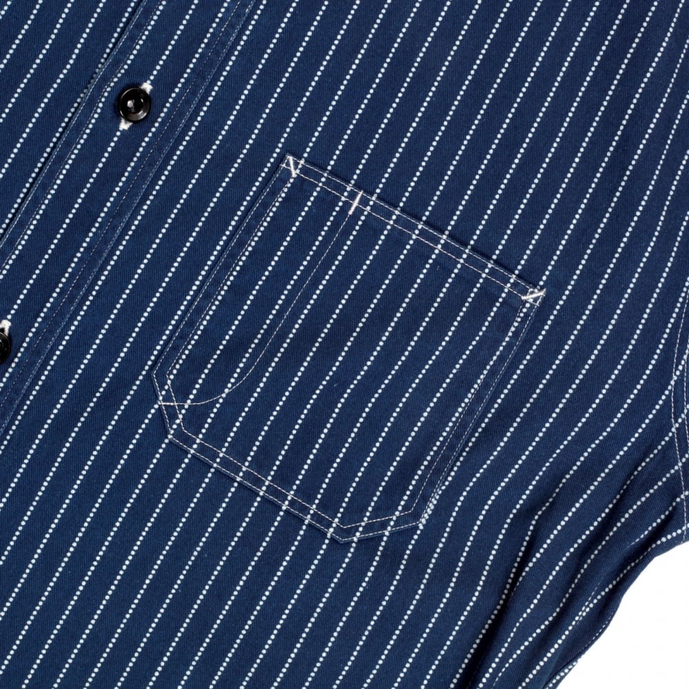 Navy Striped Wabash SC25551A Slim Fit Long Sleeve Work Shirt from Fiction Romance Collection by Sugar Cane