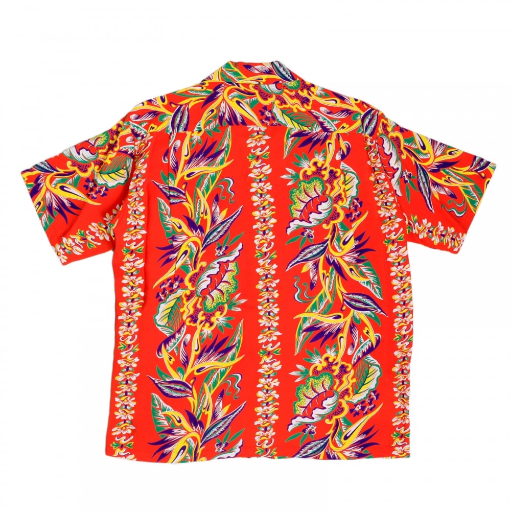 Mens Regular Fit Short Sleeve SS37468 Hawaiian Shirt in Red with Blessing of Nature Print by Sun Surf