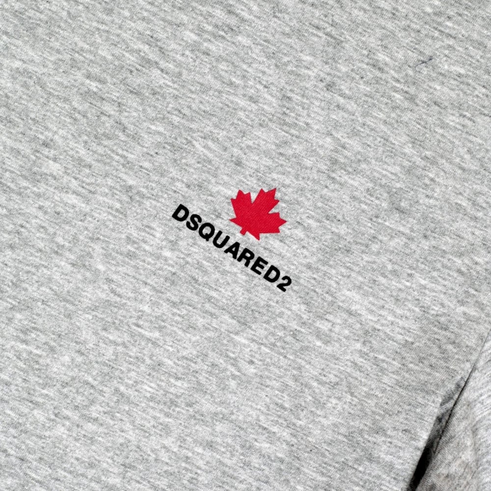 Dsquared2 Grey Regular Fit Short Sleeve Crewneck Cotton T-Shirt with Maple Leaf Logo DS26292