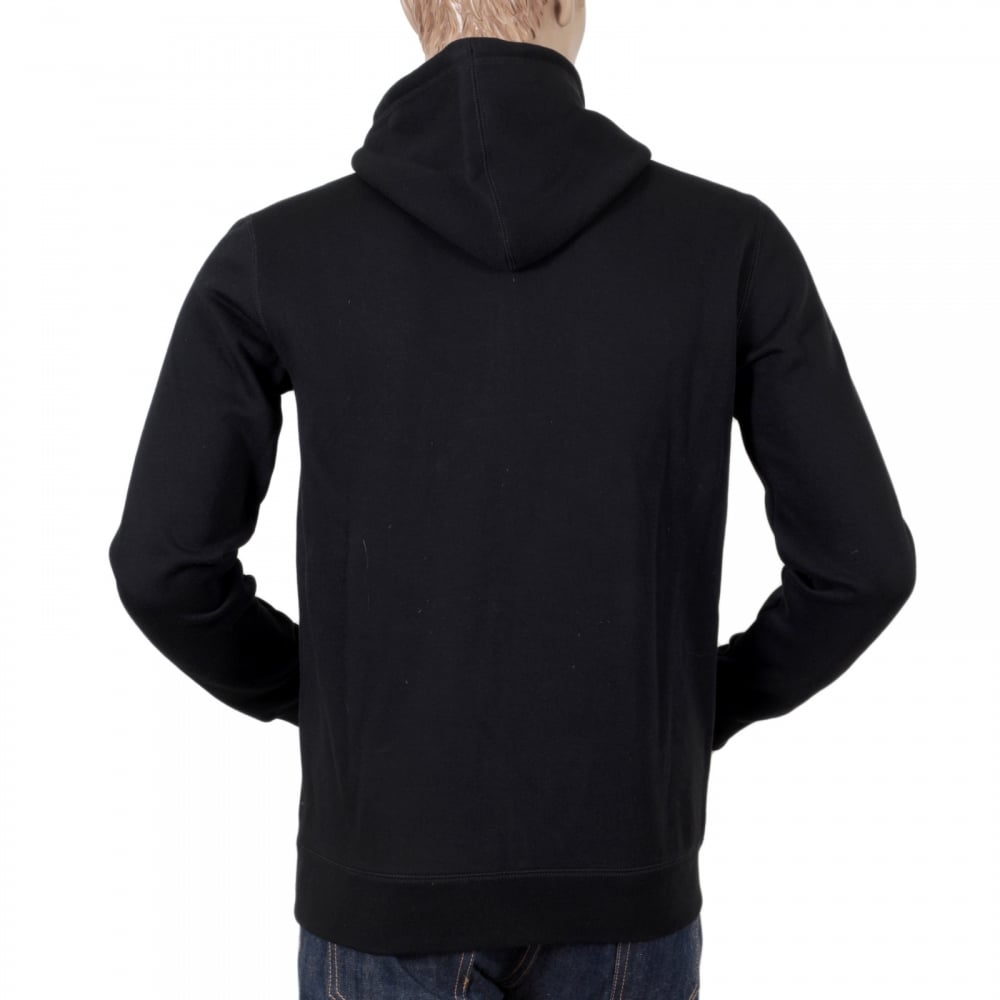 Armani Jeans Black Zipped Hooded Sweatshirt for Men with AJ Eagle Chest Logo AJM6461