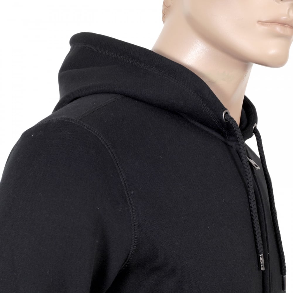 Armani Jeans Black Zipped Hooded Sweatshirt for Men with AJ Eagle Chest Logo AJM6461