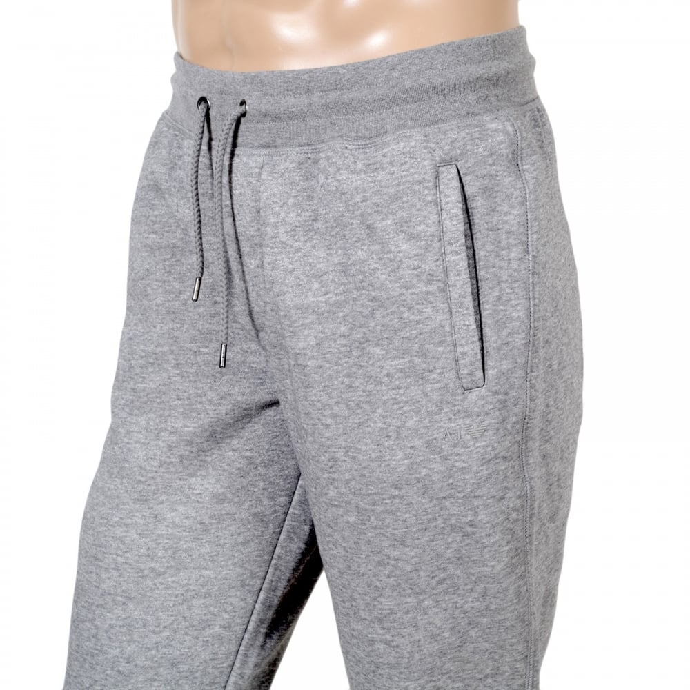 Armani Jeans Marl Grey Regular Fit Track Pants for Men with Cuffed Bottoms AJM6455