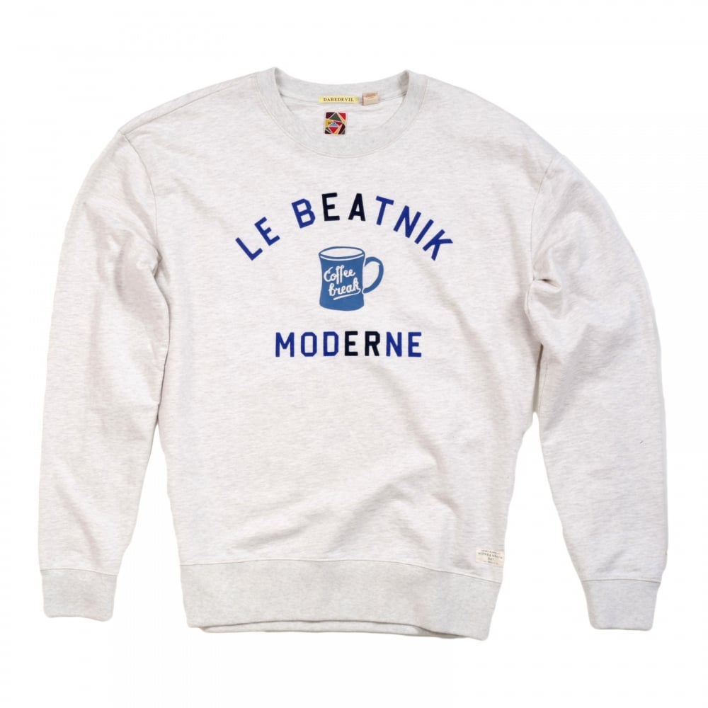Scotch & Soda Cotton Made Anti Fit Crew Neck Off White Sweatshirt for Men with Flock Print on Front SCOT5594