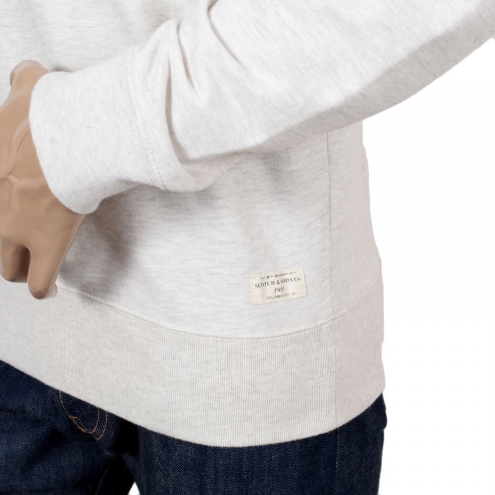 Scotch & Soda Cotton Made Anti Fit Crew Neck Off White Sweatshirt for Men with Flock Print on Front SCOT5594