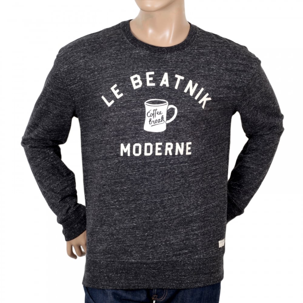 Marl Grey Anti Fit Crew Neck Long Sleeve Sweatshirt from Scotch & Soda with Flock Printed Front SCOT5595