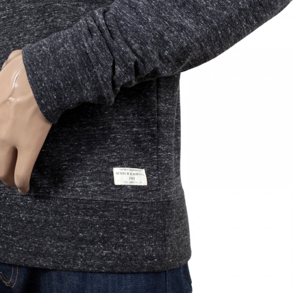 Marl Grey Anti Fit Crew Neck Long Sleeve Sweatshirt from Scotch & Soda with Flock Printed Front SCOT5595