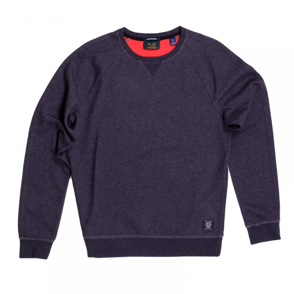 Mens Crew Neck Regular Fit Raglan Seamed Sleeve Sweatshirt in Plum by Scotch and Soda SCOT6785