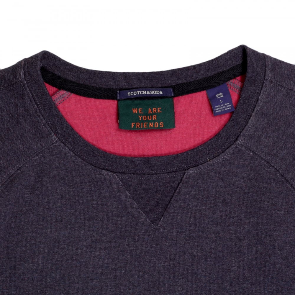 Mens Crew Neck Regular Fit Raglan Seamed Sleeve Sweatshirt in Plum by Scotch and Soda SCOT6785