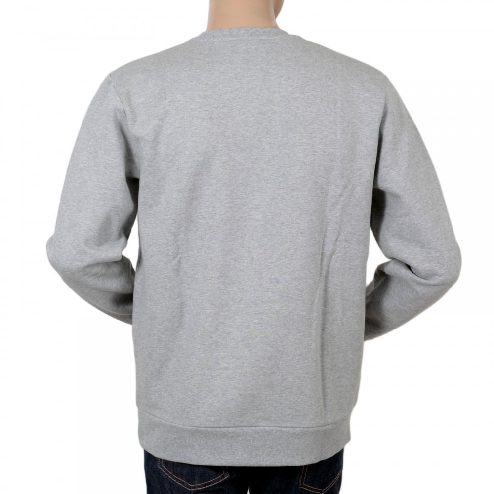Mens Heather Grey Regular Fit Crew Neck Sweatshirt with Black Logo Printed Front by Carhartt CARH6852