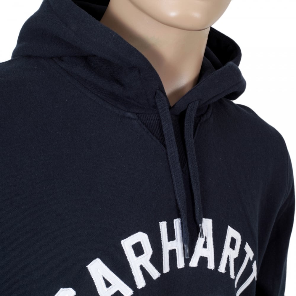 Mens Navy Hooded Regular Fit USS Script White Applique Logo Sweatshirt by Carhartt CARH6847