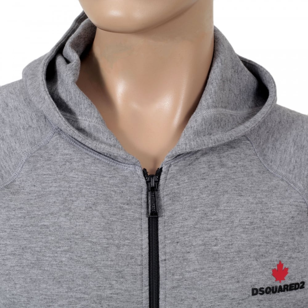 Mens Hooded Zipped Front Sweatshirt in Grey by DSquared with Logo Applique DSQU6278