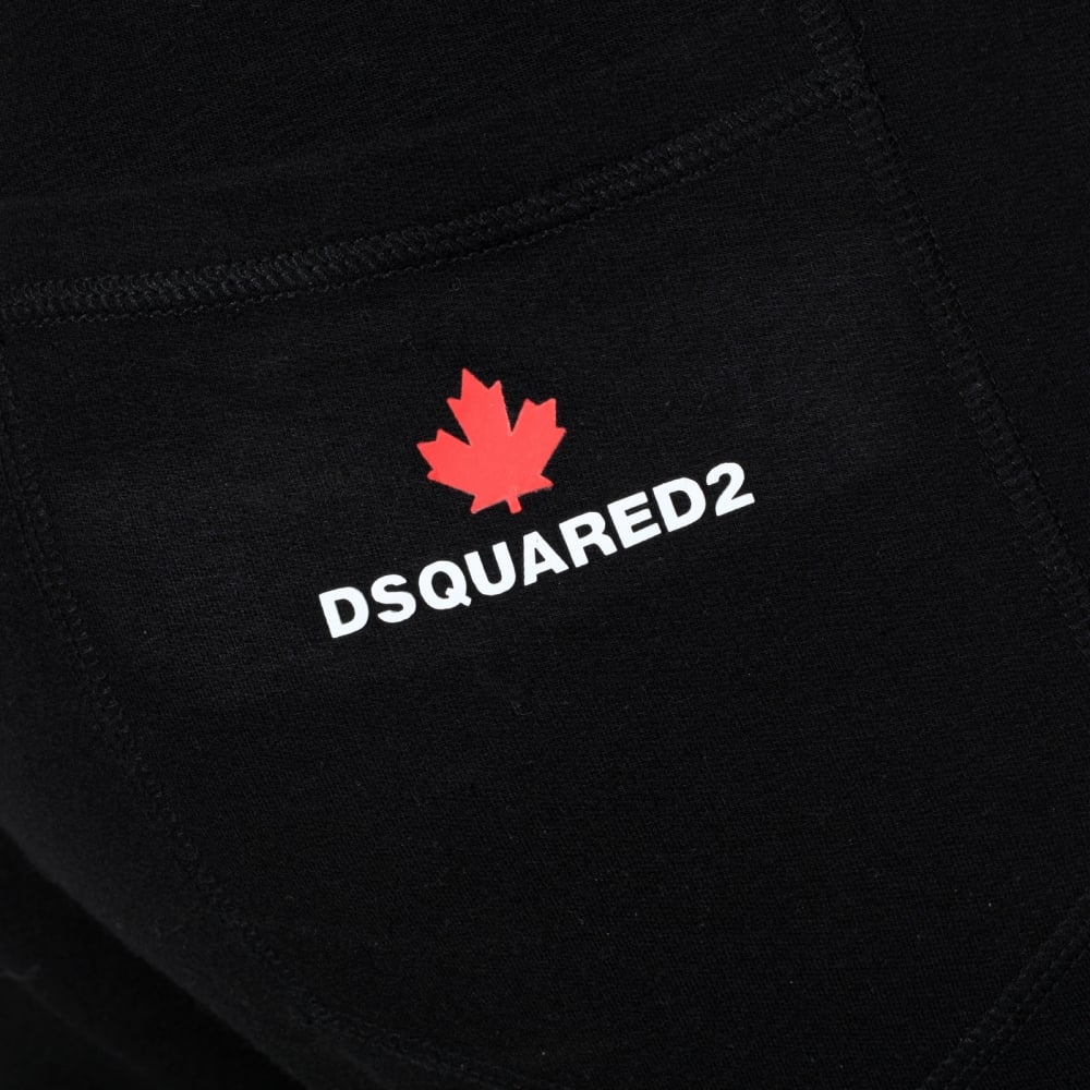 Mens Skinny Black Cuffed Bottoms Track Pants with Applique Signature DSquared2 Logo DSQU6281