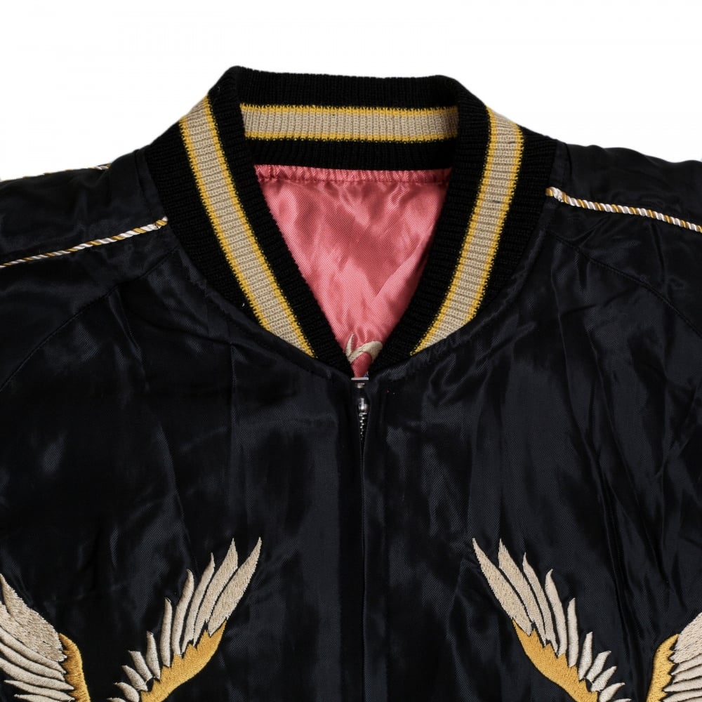Mens Regular Fit Fully Reversible Suka Jacket in Black and Pink with Eagle Embroidery by Tailor Toyo TOYO7526