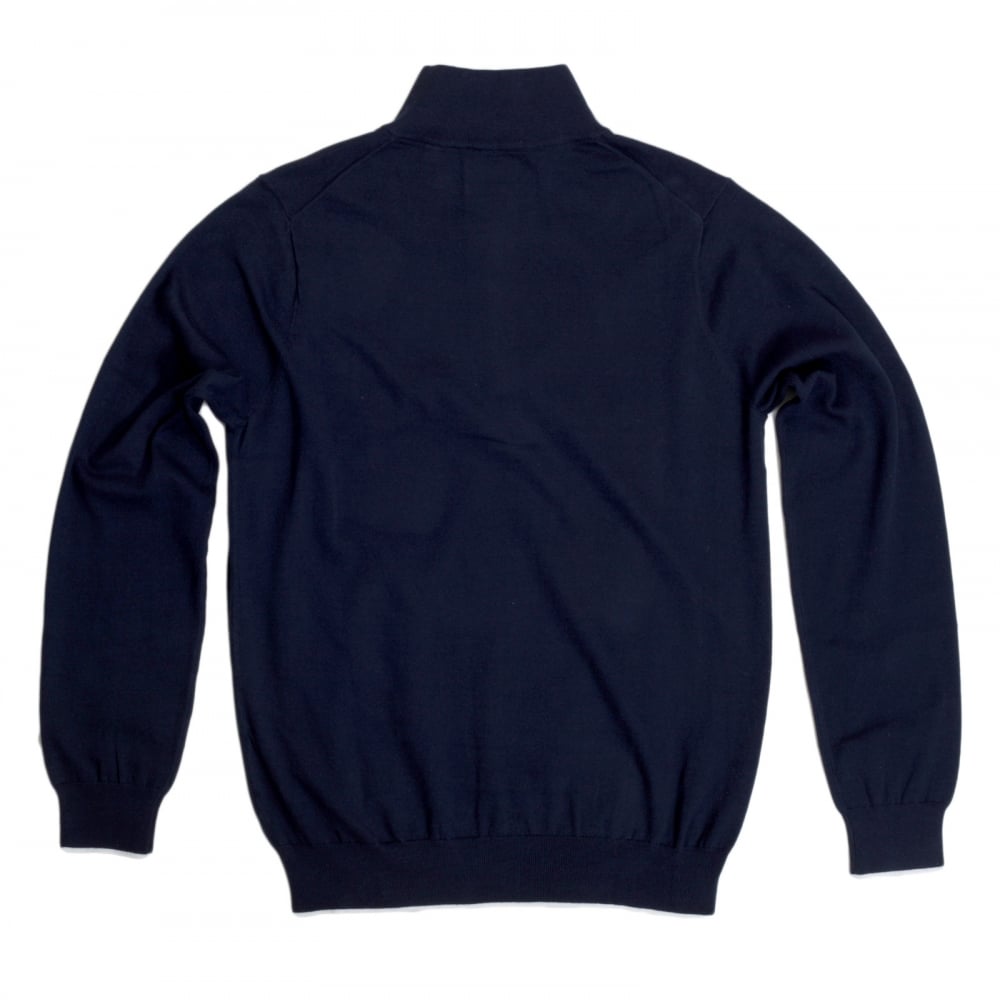 Marine Blue Half Zip Front Turtle Neck Knitwear with Embroidered Signature Logo on Chest by Gant GANT6187