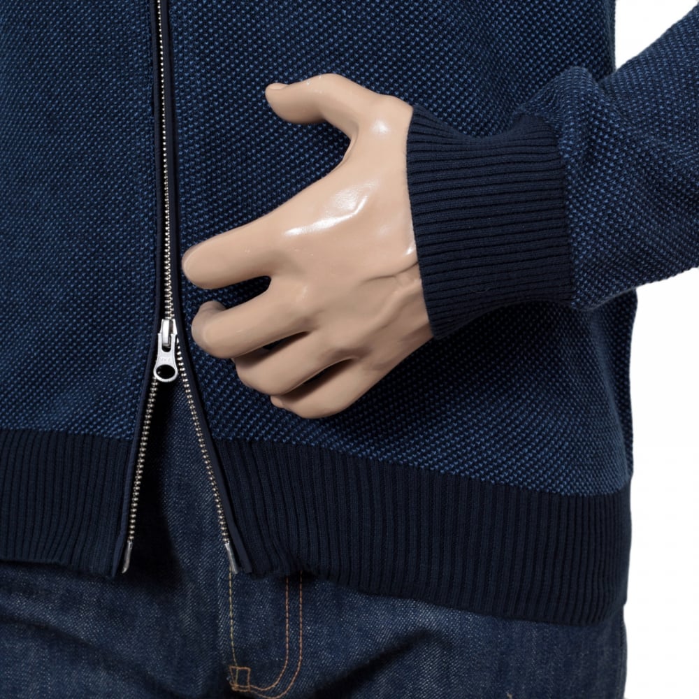 Mens Evening Blue Cotton Pique Zipped Cardigan with Embroidered Signature Logo on Chest by Gant GANT6186